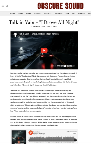 Talk in Vain review in Obscure Magazine